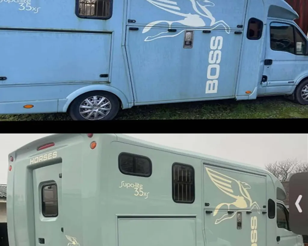 Horsebox before and after cleaning